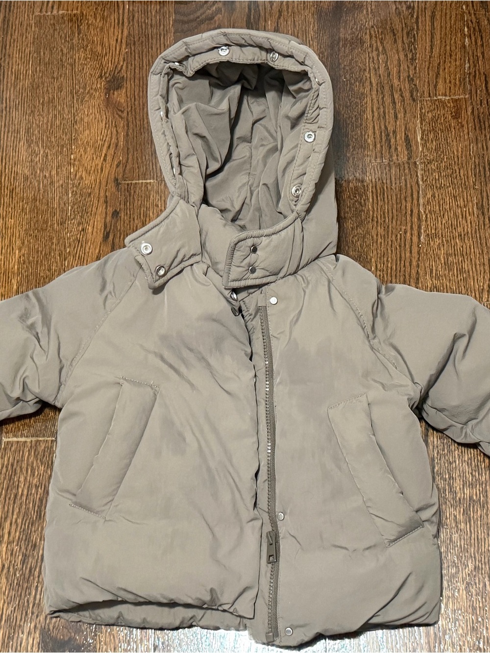 Zara Kids Hooded Puffer Jacket Very warm- Taupe size 18-24 (see details)